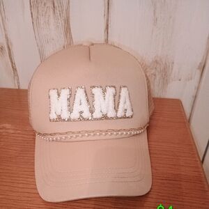 Tan 'MAMA' Cap with White Lettering